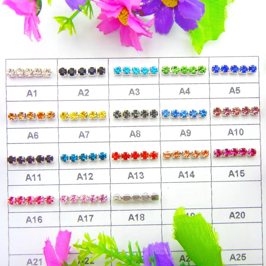 Silberne Metallkralle mit hoher Dichte, SS6 2mm, SS8 2.5mm, SS10 2.8mm, SS12 3mm, SS16 4mm Strass-Kettenband zum Aufnähen oder Aufkleben – Detail 3