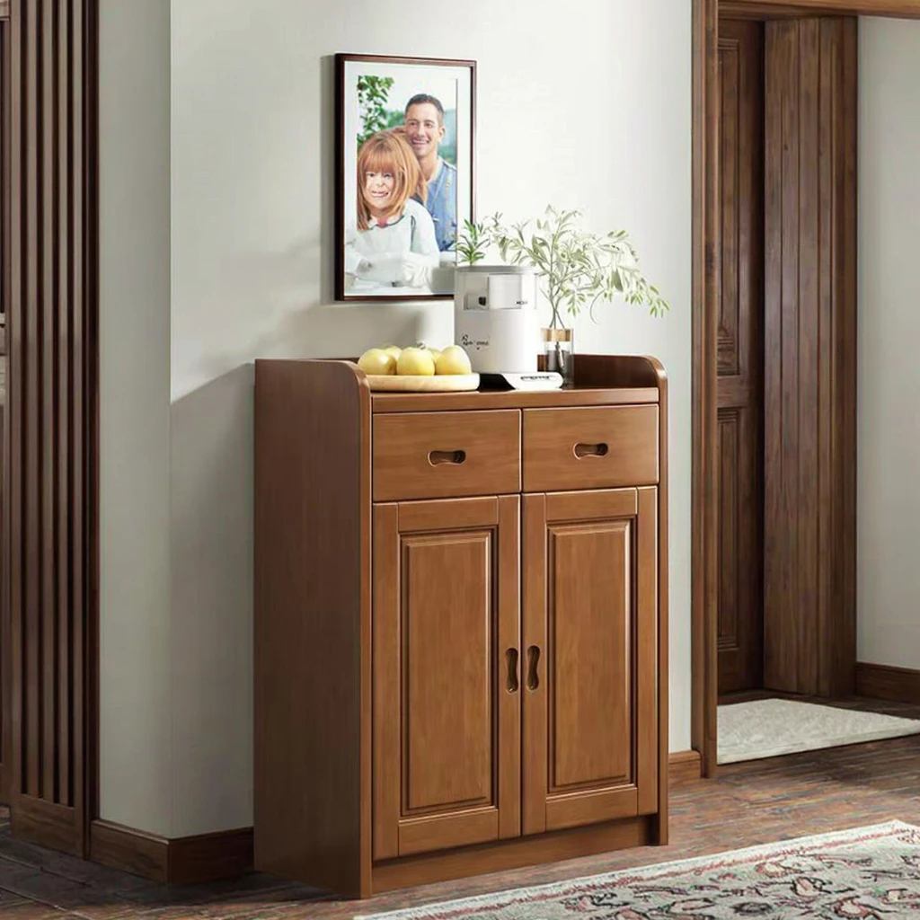 Solid Wood Shoe Cabinet, Modern 2 or 3 Doors Multi-layer Oak Shoe Rack, Premium Freestanding Shoe Organizer for Home Entrance