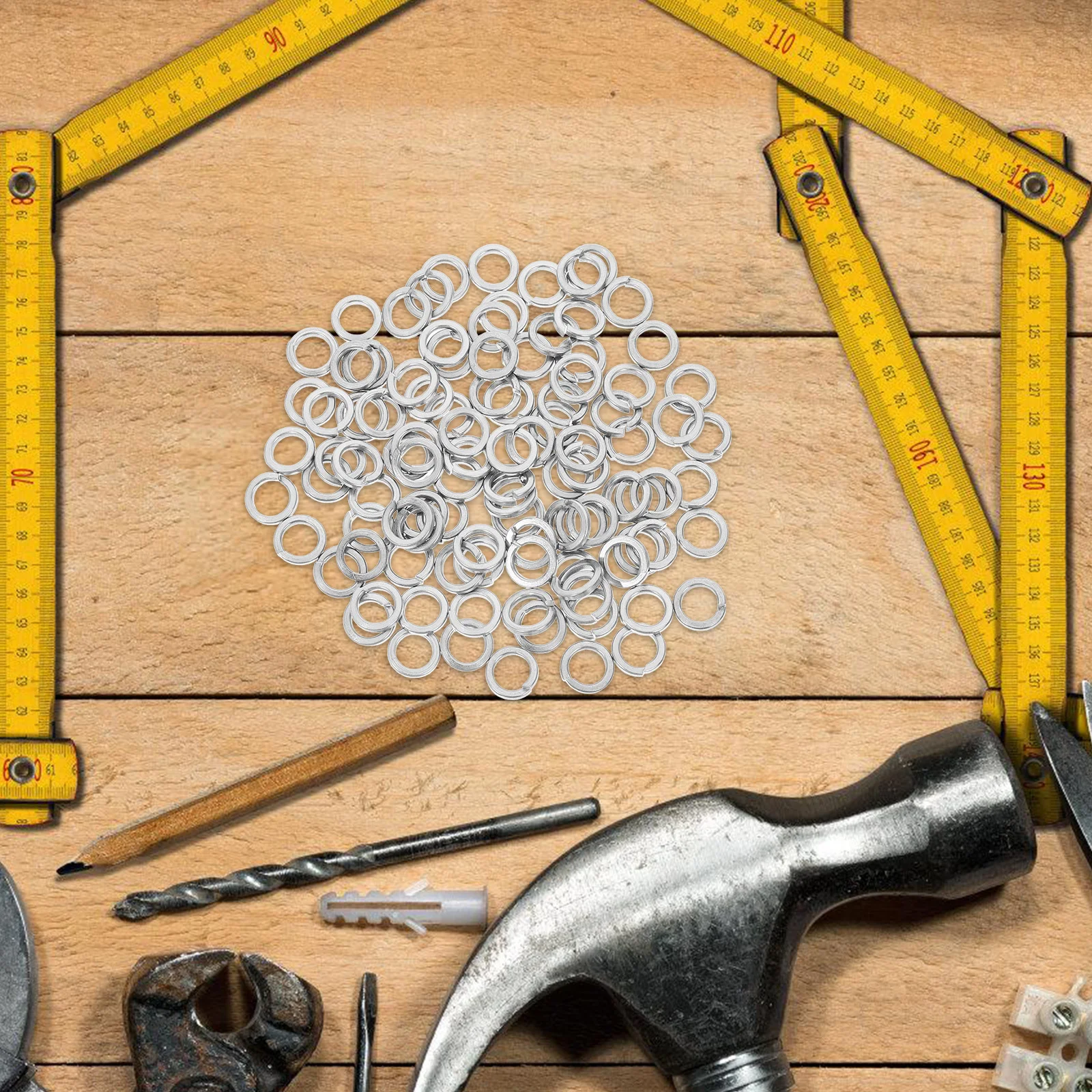 

100pcs Stainless Steel Spring Washers Split Designed Lock Washers For General Repair Multi-Use Washer Set Metal Spring Lock