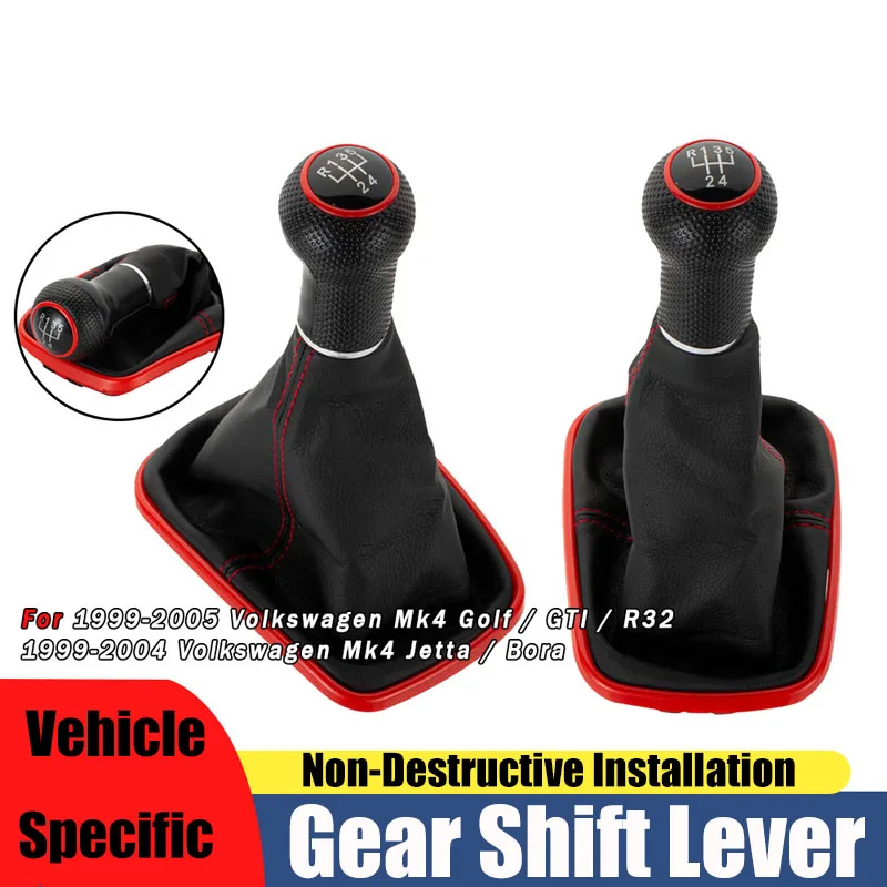 

Suitable for Volkswagen Golf 4 red plastic 5/6 gear leather shift dust cover handball gear head accessories