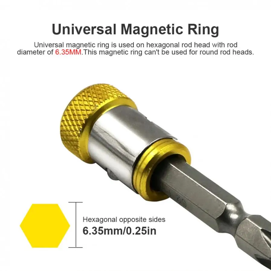2 stücke Bit Magnetiseur Magnetische Bit Halter Legierung Elektrische Magnetische Ring Schraubendreher Bit Kopf Starke Nicht-slip Magnet Ring
