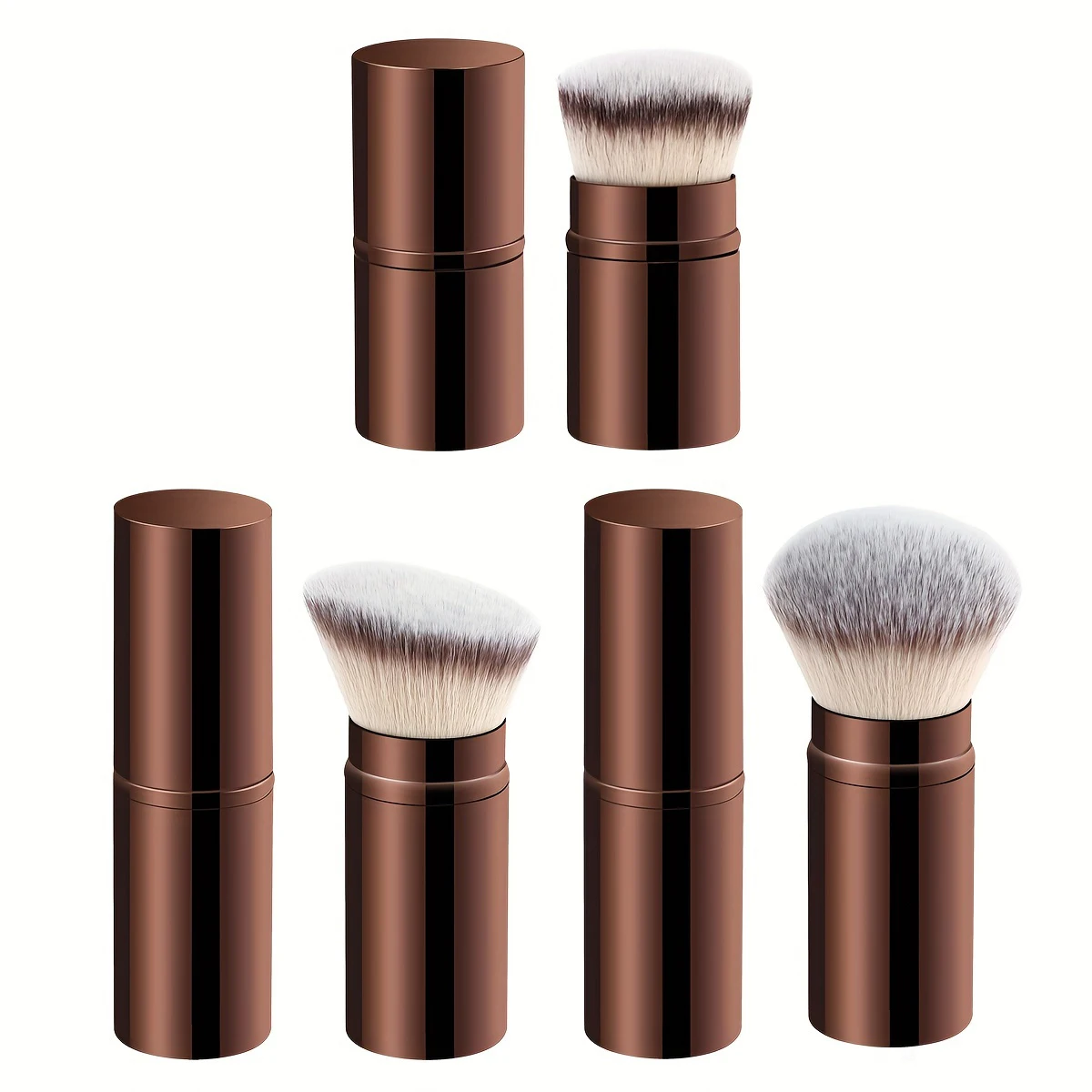 3 pinceaux de maquillage professionnels extensibles, pinceaux pour blush, poudre et fond de teint, pinceaux synthétiques doux pour cosmétiques liquides
