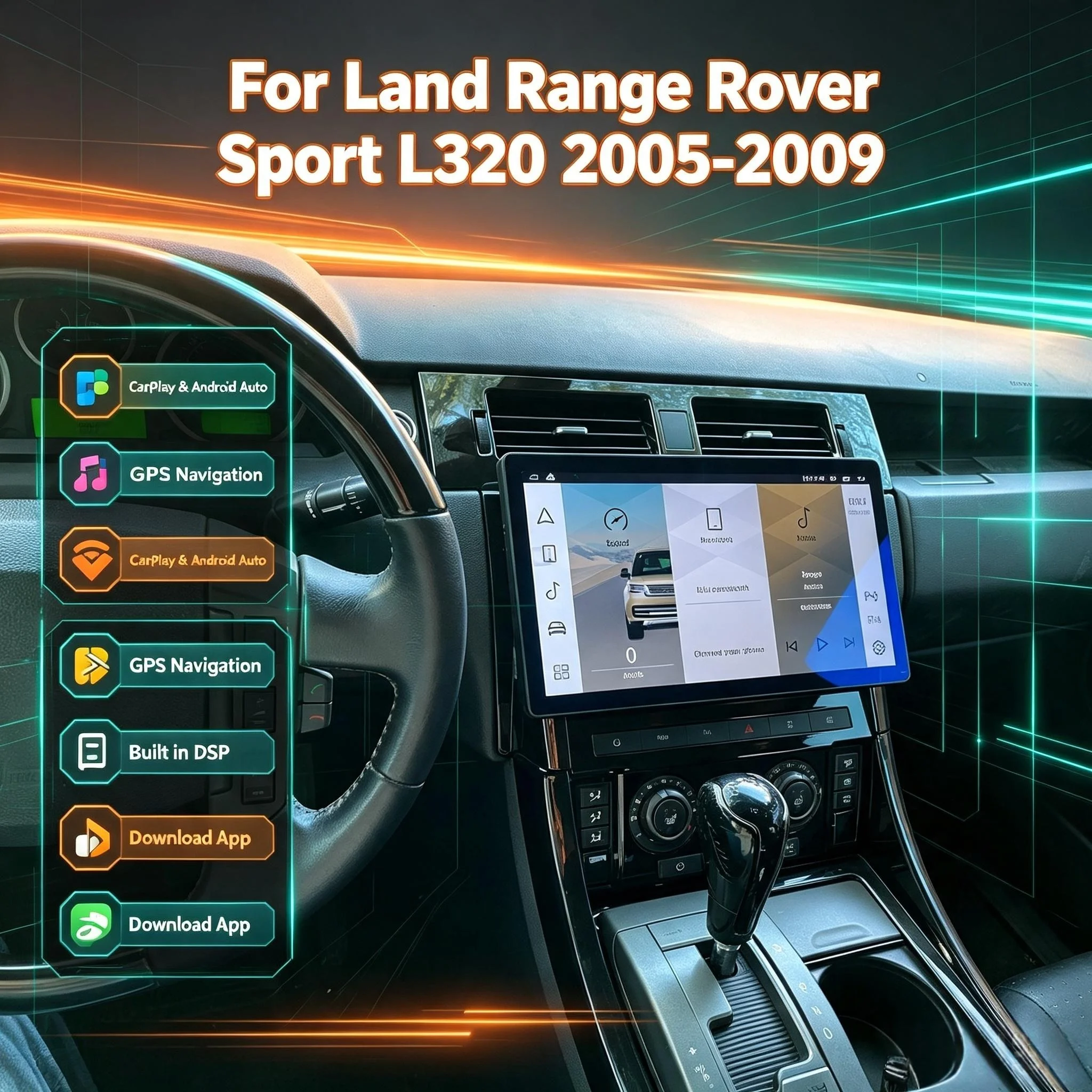 13.3 Inch For Land Range Rover Sport L320 2005 2006-2009 CarPlay Car Radio Multimedia Player Navigation Video Aidio Stereo BT
