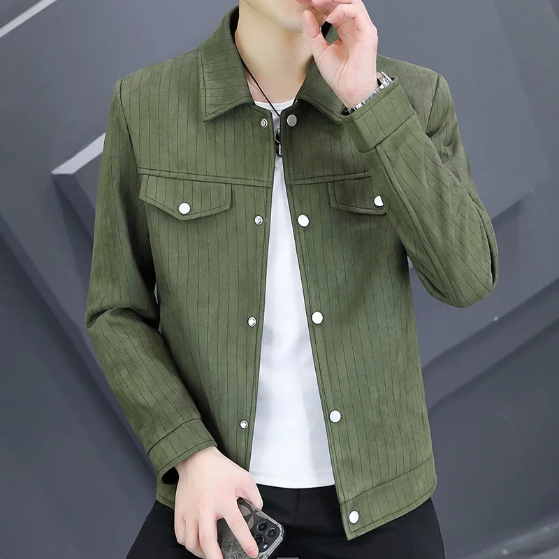 

2023Fashion trend high-end handsome Korean version slim party high-end suede jacket men's spring and autumn tooling men's coat