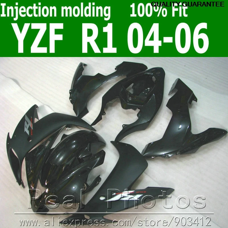 

Injection molding fairing body kit for YAMAHA R1 2004 2005 2006 all black fairings set 04 05 06 YZF R1 AS11