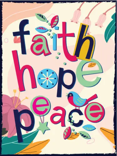 Metal plaque vintage retro style Faith, Hope, Peace Classic tin door sign