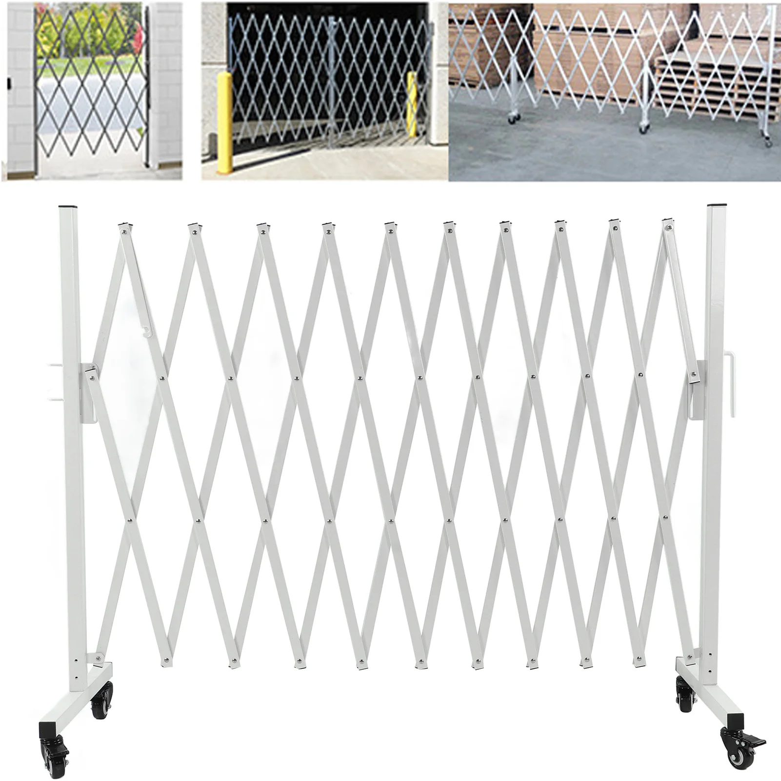 Mobile Safety Barrier Gate High Temperature Resistant Time Saving Retractable Driveway Gate Aluminum with 2 Handles for Garden