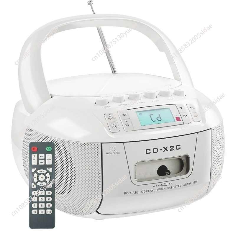مشغل أقراص مضغوطة Boombox كاسيت محمول AM FM راديو مكبرات صوت بخاصية البلوتوث AUX USB MP3 يلعب مع جهاز تحكم عن بعد يدعم التيار المتناوب/تيار مستمر #2