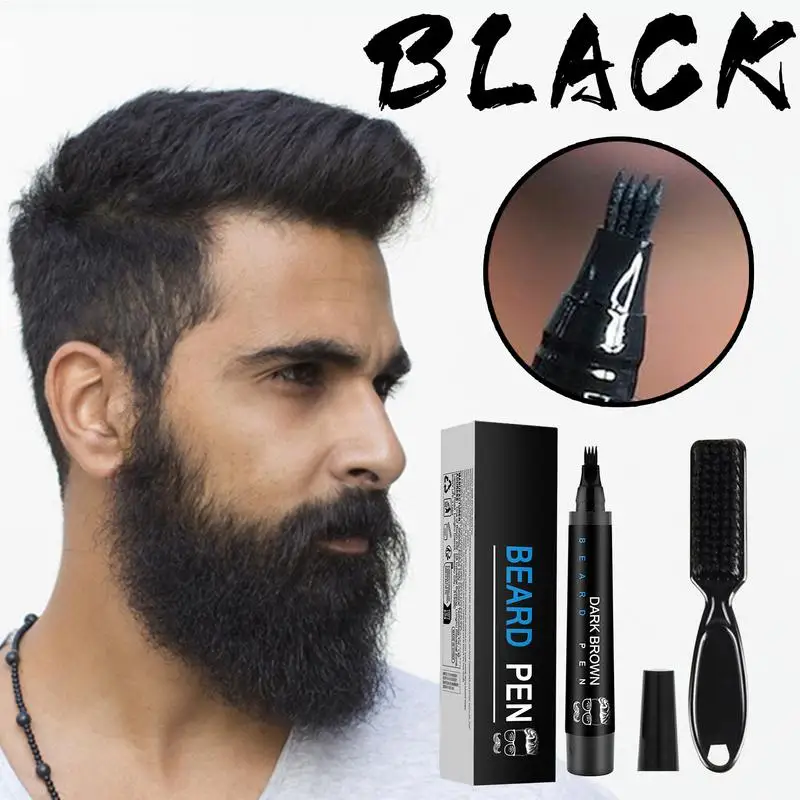 Beard Filling Pen Kit Beard Enhancer Brush Beard Coloring Shaping Tools Waterproof Black Brown Hair Pencil Repair Tool Beard Pen