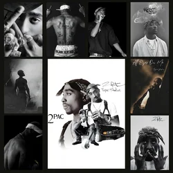 Hip Hop Singer Tupac 2PAC Poster Self-adhesive Art Waterproof Paper Sticker Coffee House Bar Room Wall Decor
