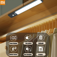 Xiaomi Night Light With Motion Sensor LED USB Rechargeable Under Cabinet Lamp Digital Display 3 Colors Magnetic For Room Kitchen