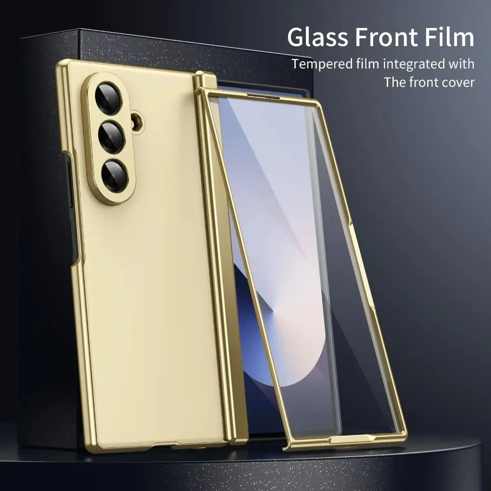 

Luxury Business Premium Leather Case For Samsung Galaxy Z Fold 7 6 5 4 3 Hinge Film Integrated Anti-scratch/Fall Protector Cover