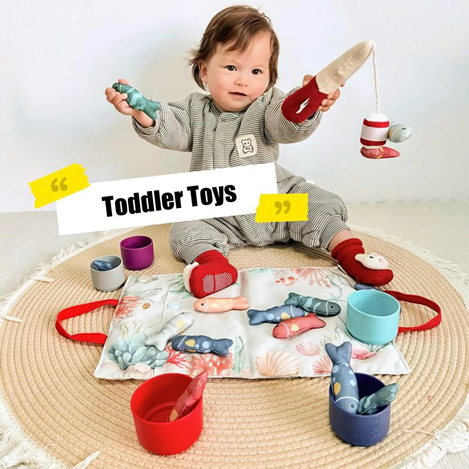 Fishing Game For Kids Fishing Pole Toy With Stacking Cups Preschool Learning Activities For Parent-child Interaction Family Time