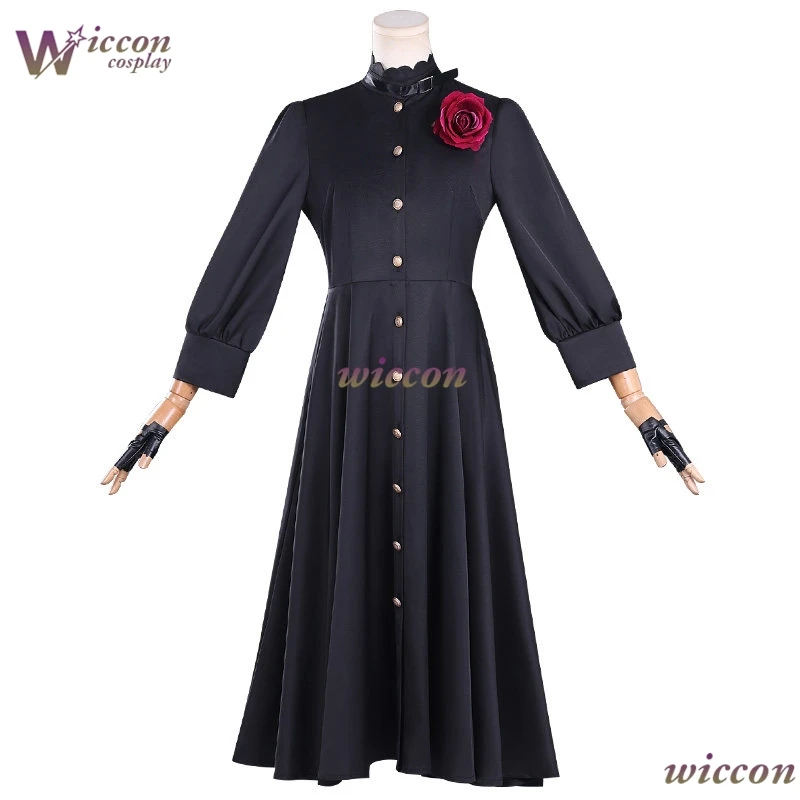 Anime May I Ask for One Final Thing Scarlet El Vandimion-Wig Black Daily Dress Suit Cosplay Outfit with Earrings for Halloween view 6