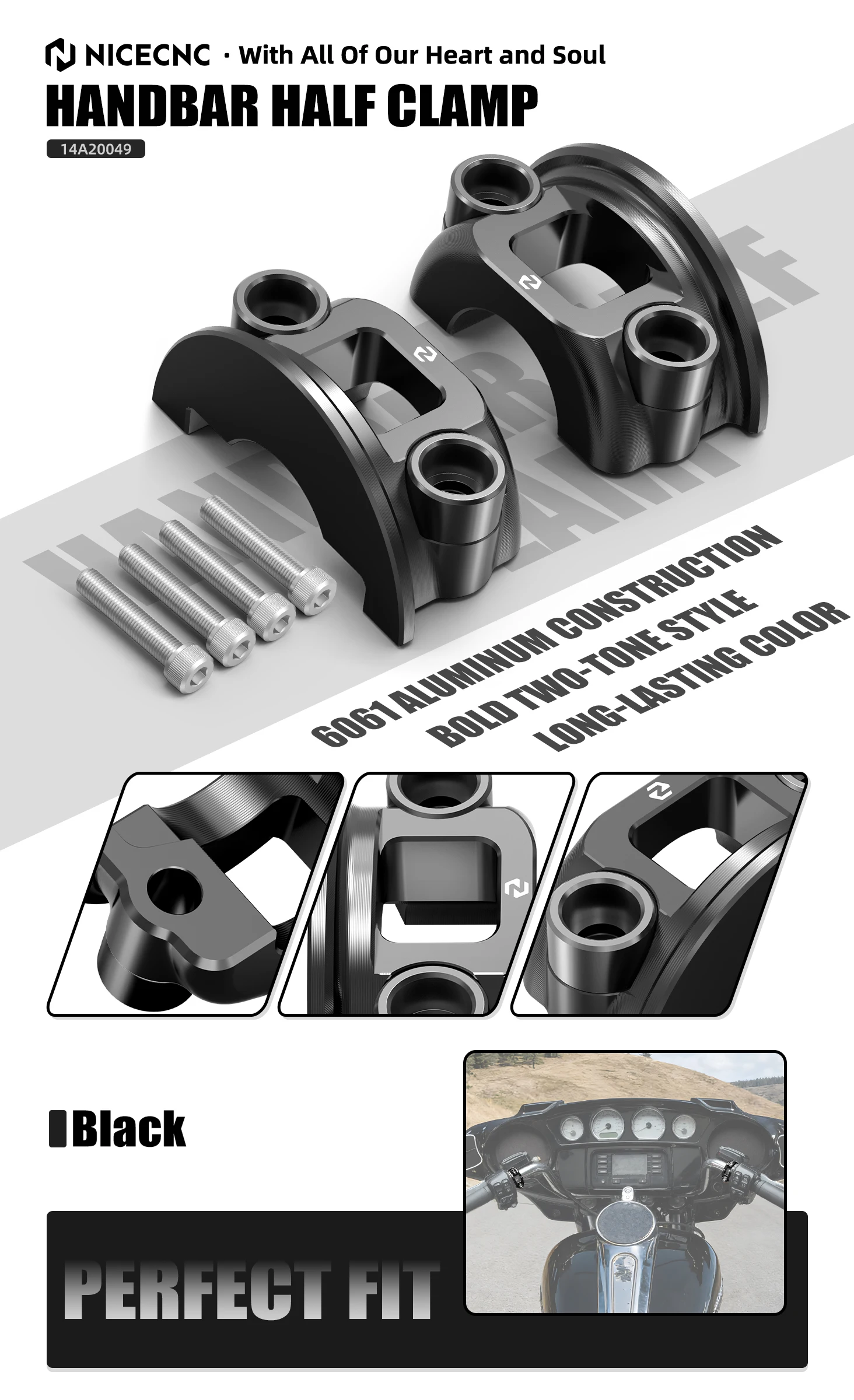 Motorrad 1-Zoll Brems- und Kupplungshebel-Halbklemme für Harley Dyna Fat Bob 2008-2017, Street Bob 2006-2017, Low Rider Wide Glide 93-2017 – Detail 1