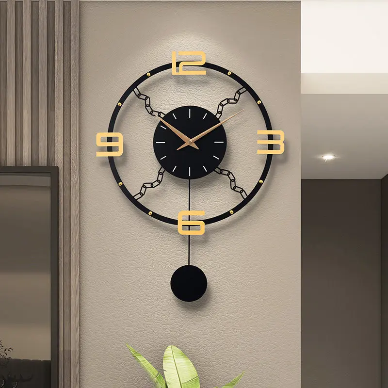 Mid Century Wall Clock Noiseless Retro Clockwork Round Wall Clock Bedside Industrial Style Metal Reloj De Pared Room Decoration
