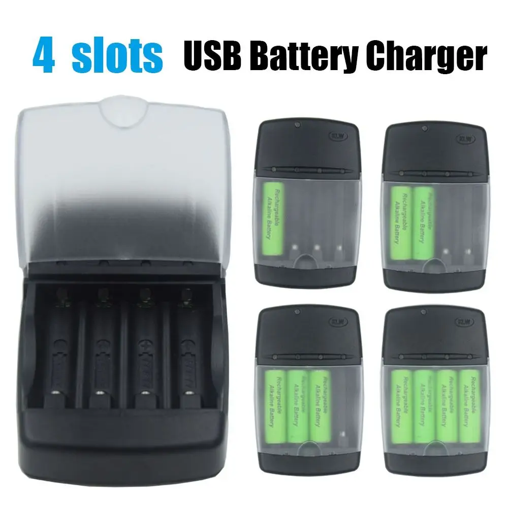 Indicator Fast Charging Dock Intelligent Battery Charger 4 Slots Adapter For Rechargeable Battery AA AAA 1.5V Alkaline Battery