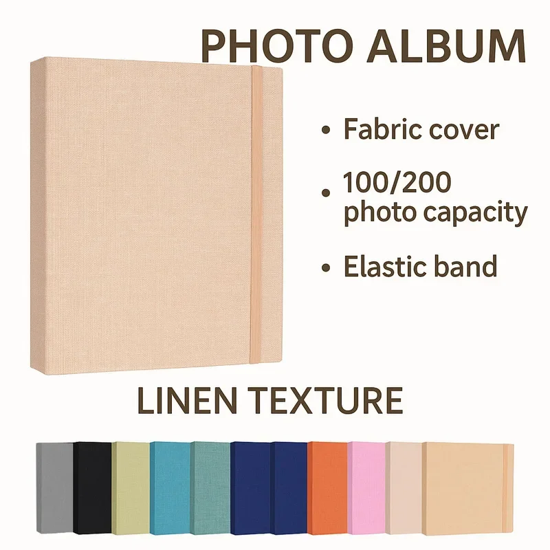 200-Photo 6-Inch Photo Album  Cloth Cover Insert Style Scrapbook - High Capacity Album for Memorable Moments