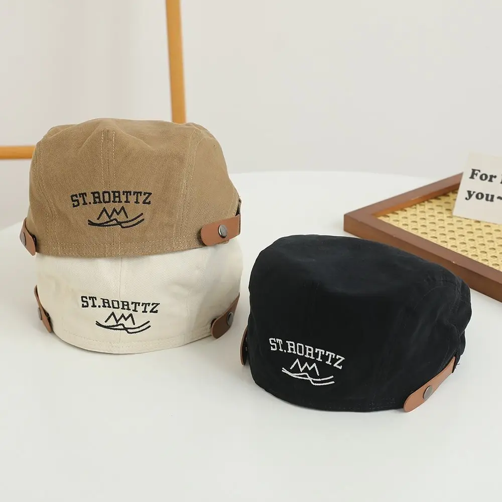 

Fashion Sun Protection Retro Embroidery Hat Rough Edge Sunscreen Newsboy Cap Beret Hat Adjustable Male