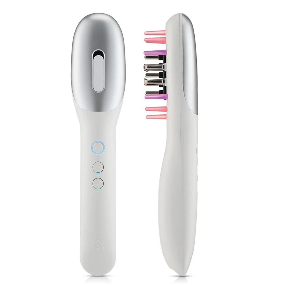 

Электрический массажер для кожи головы, расческа для роста волос, аппликатор эфирного масла, 655 нм, терапия синим и красным светом, микротоковый массаж головы