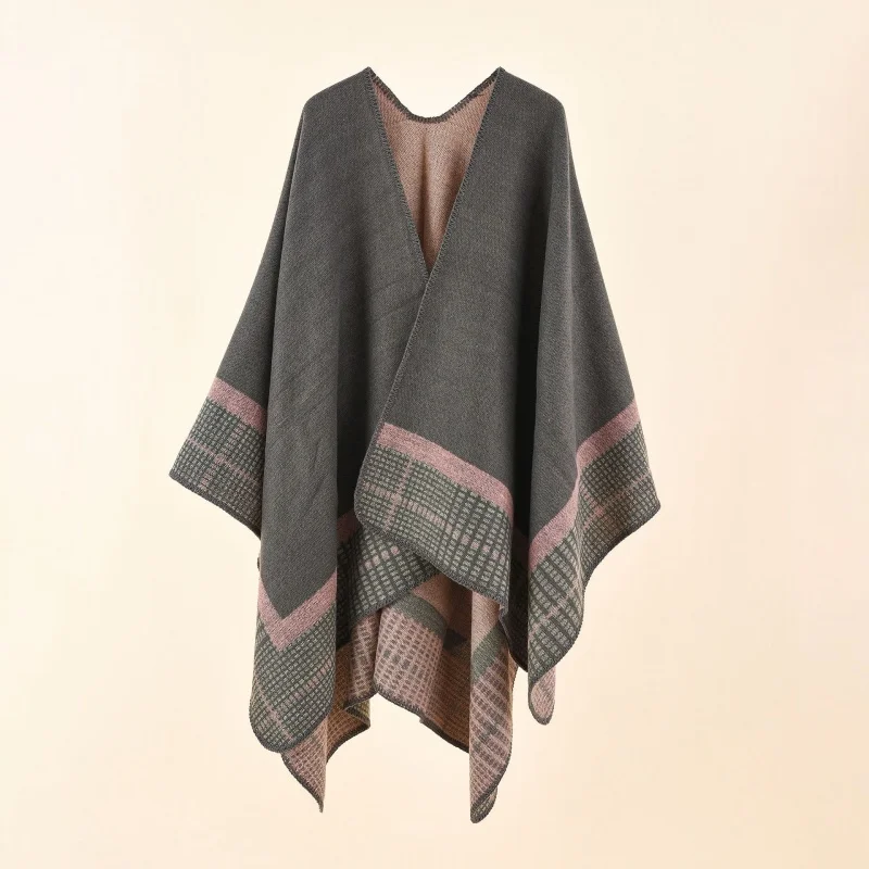 A lady\'s small square cashmere warm shawl sunshade cloak travel cloak