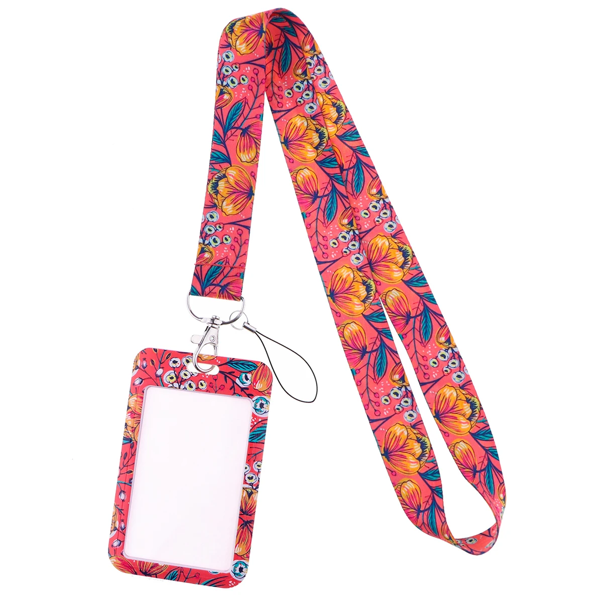 JF1449 Rose Flower Lanyard Cool Print Lanyards Strap Phone Holder Neck Straps Hanging Ropes Fashion Buttons Accessories