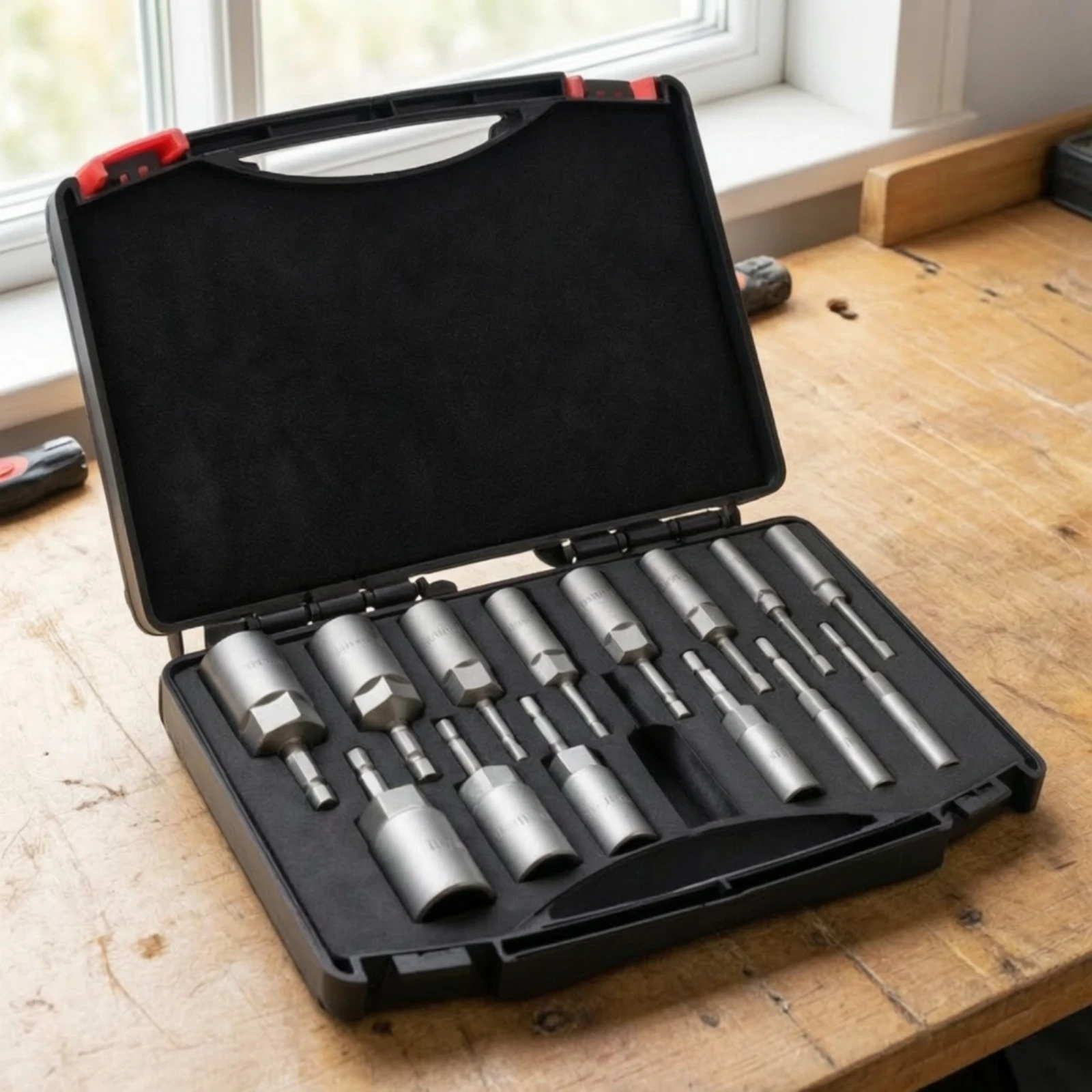 15 Pieces Socket Bit Set High Hardness Deep Socket Driver Set with Storage Case Organized Storage Case Extended Reach