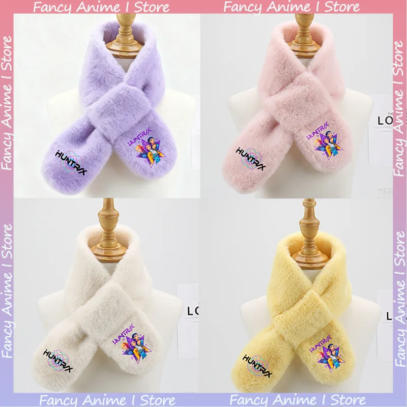 K-POP デーモンハンターズ ガールズ ぬいぐるみスカーフ かわいい 快適な保温ネックカバー 冬用 暖かい 漫画風 厚手ネックウォーマー 誕生日プレゼント