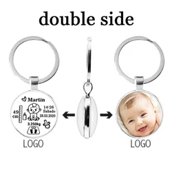 Diy Baby Keychain Name Newborn Date Of Birth Weight Height Commemorative Custom Key Ring New Mom Dad Gift
