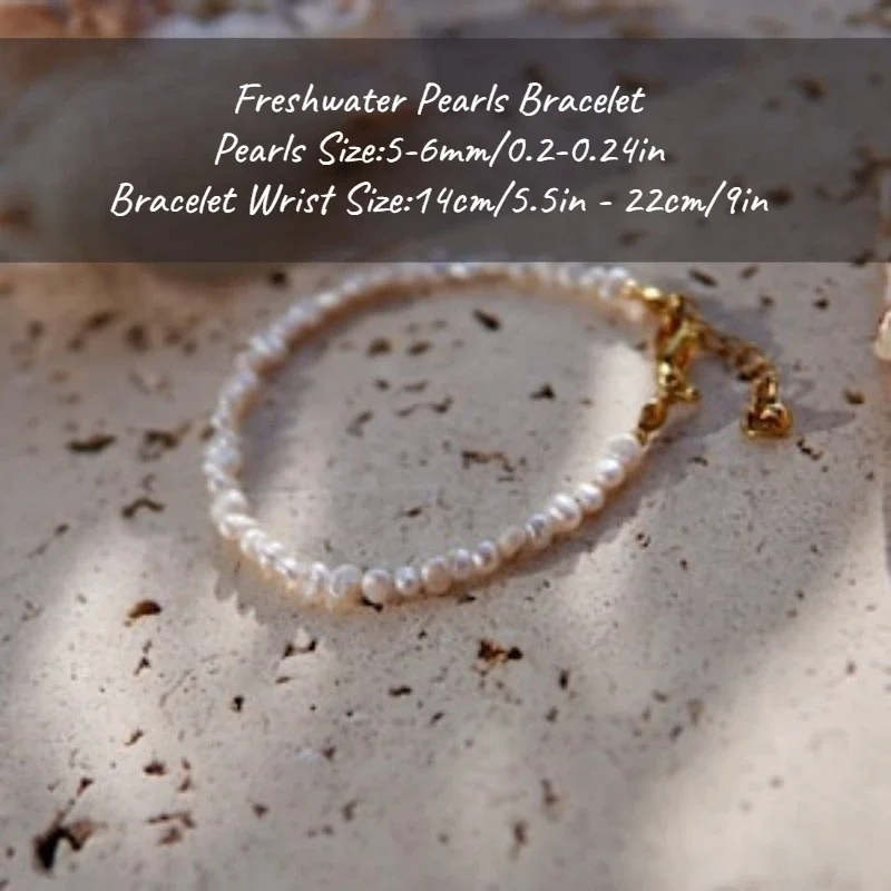 

MYSOYA White Baroque Freshwater Pearl Necklace Bracelet 5-6mm With Gift Box For Her/Him Birthday/Wedding/Christmas/New Year