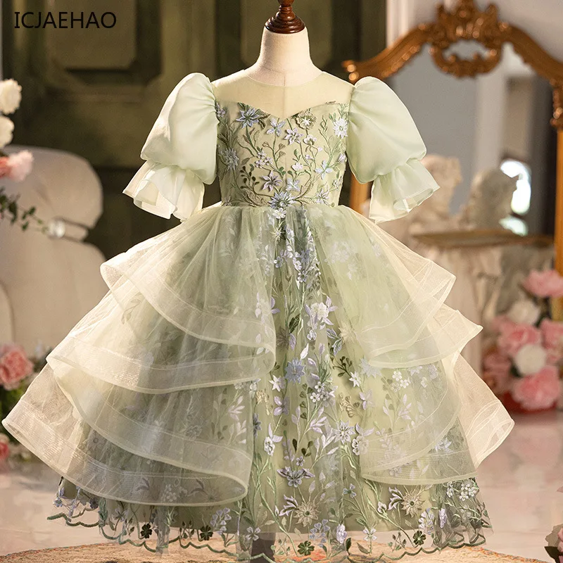 ICJAEHAO Prom Dress Children Girls First Communion Pageant Ball Gown Teenages Girl Wedding Sequins Dresses for Kids Elegant