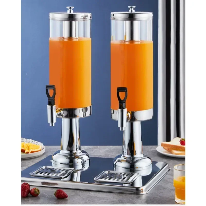 Cylindrical Juice Barrel Multi-faucet Stainless Steel Beverage Machine for Hotel Party Bar Wedding Detachable with Ice Tube