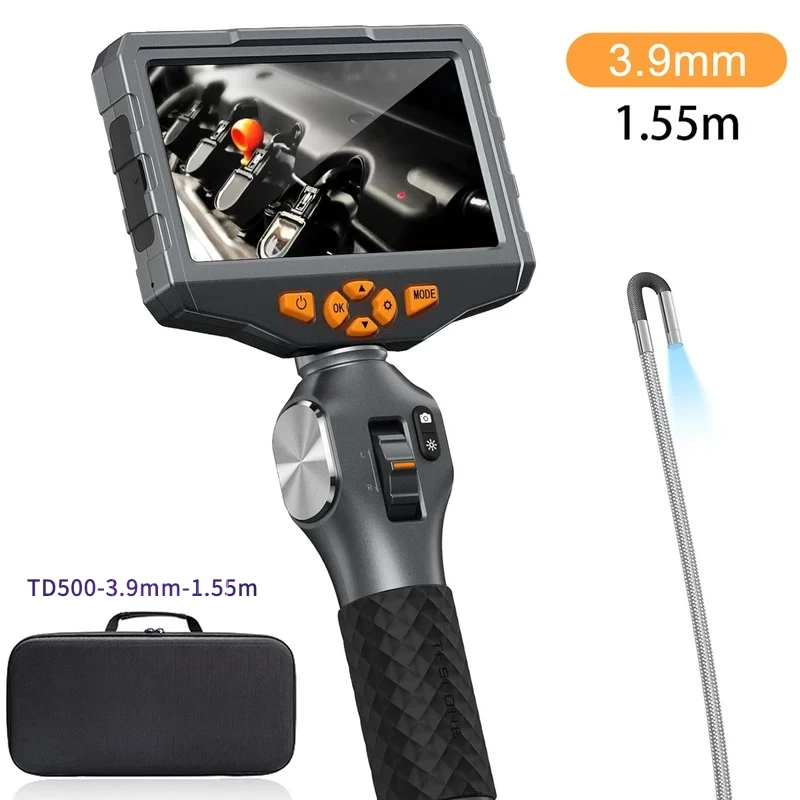 

TD500 3.9MM Lens Articulating Borescope 1080P 5 Inch IPS Screen 2-Way 360° Steering Endoscope Camera with WIFI