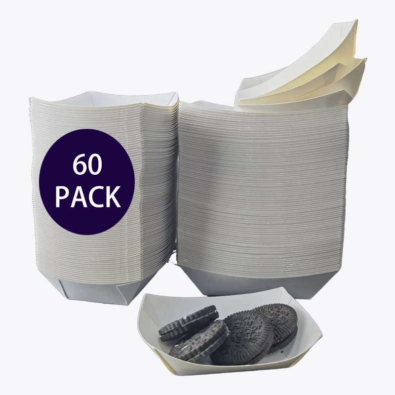 60 Pack 4/6 OZ Ship Shape Disposable Paper Food Containers for Parties Commercial Use Home Use Gift Storage Packaging Box