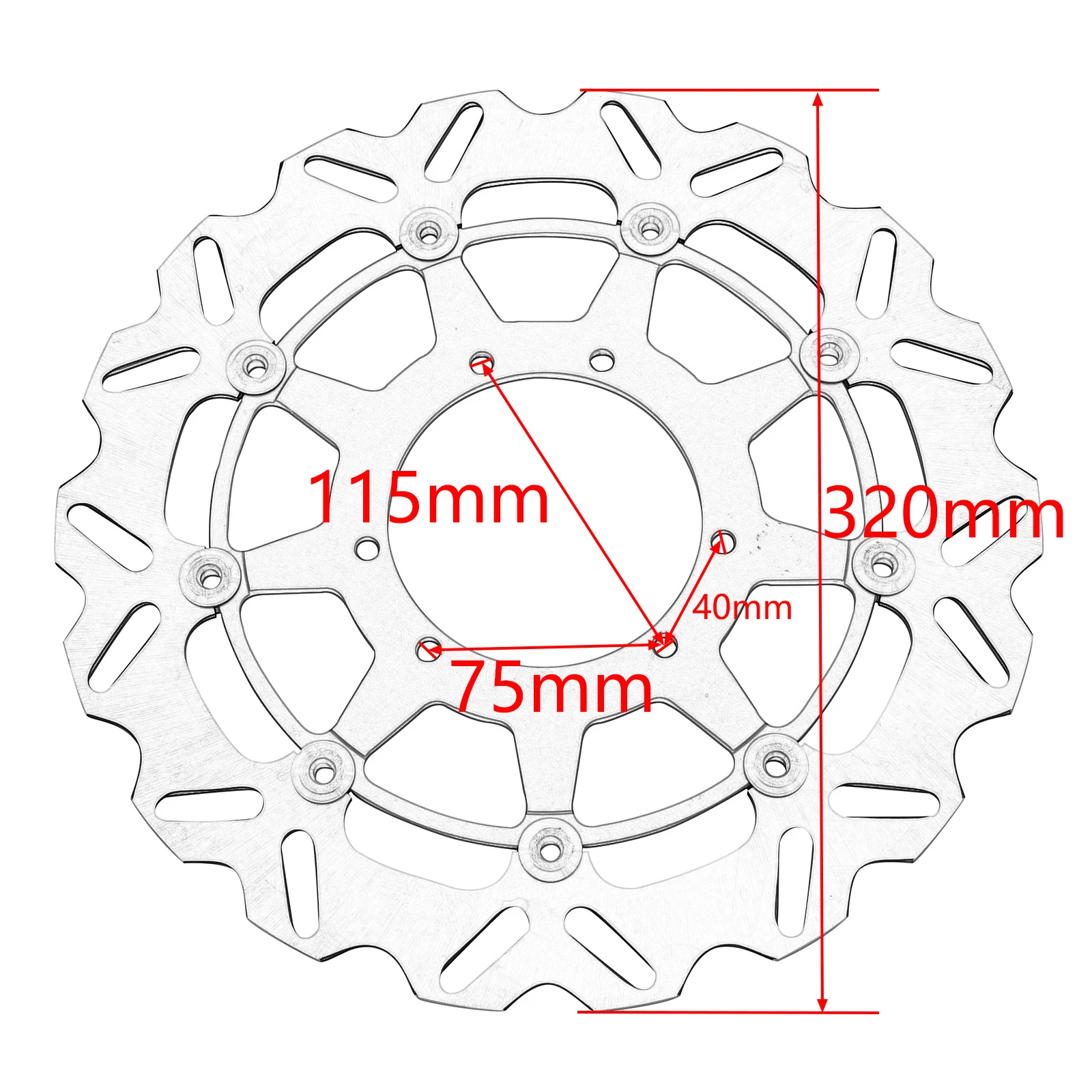 For Honda Motorcycle 320mm Front Floating Brake Disc CR125 CR250 CRF250R CRF450R CRF250X CRF250R CRF450RX CR CRF 2002-2021 2022
