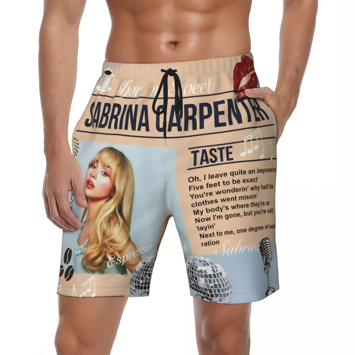

Man Board Shorts Sabrina Carpenter American Singer Man's Best Friend Album Swim Trunks Breathable Running Beach Short Pants
