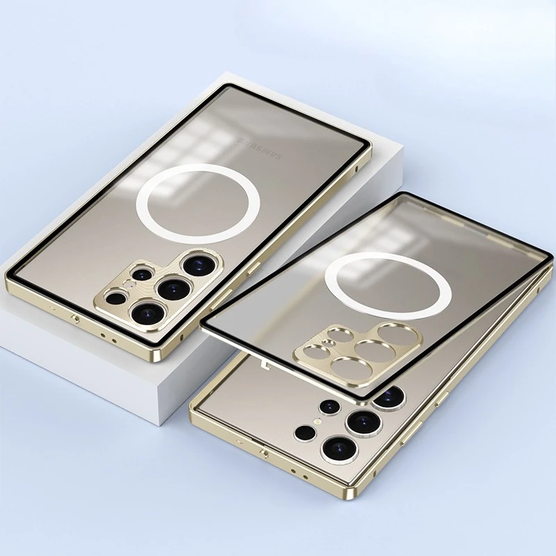 

Alloy Bumper Matte Hard PC Panel For Magsafe Case For Samsung Galaxy S26 Ultra S25Ultra Magnetic Metal Frame Protection Cover