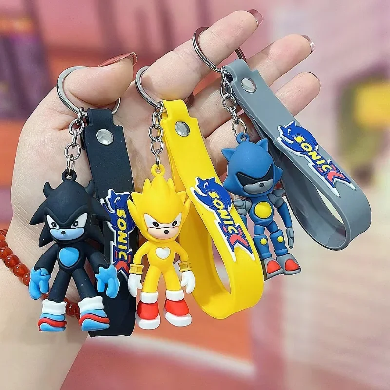 Anime Cartoon Sonic The Hedgehog Keychain Cute Doll Keyring Bag Pendant Couple Car Keyholder Creative Bag Charm Accessories