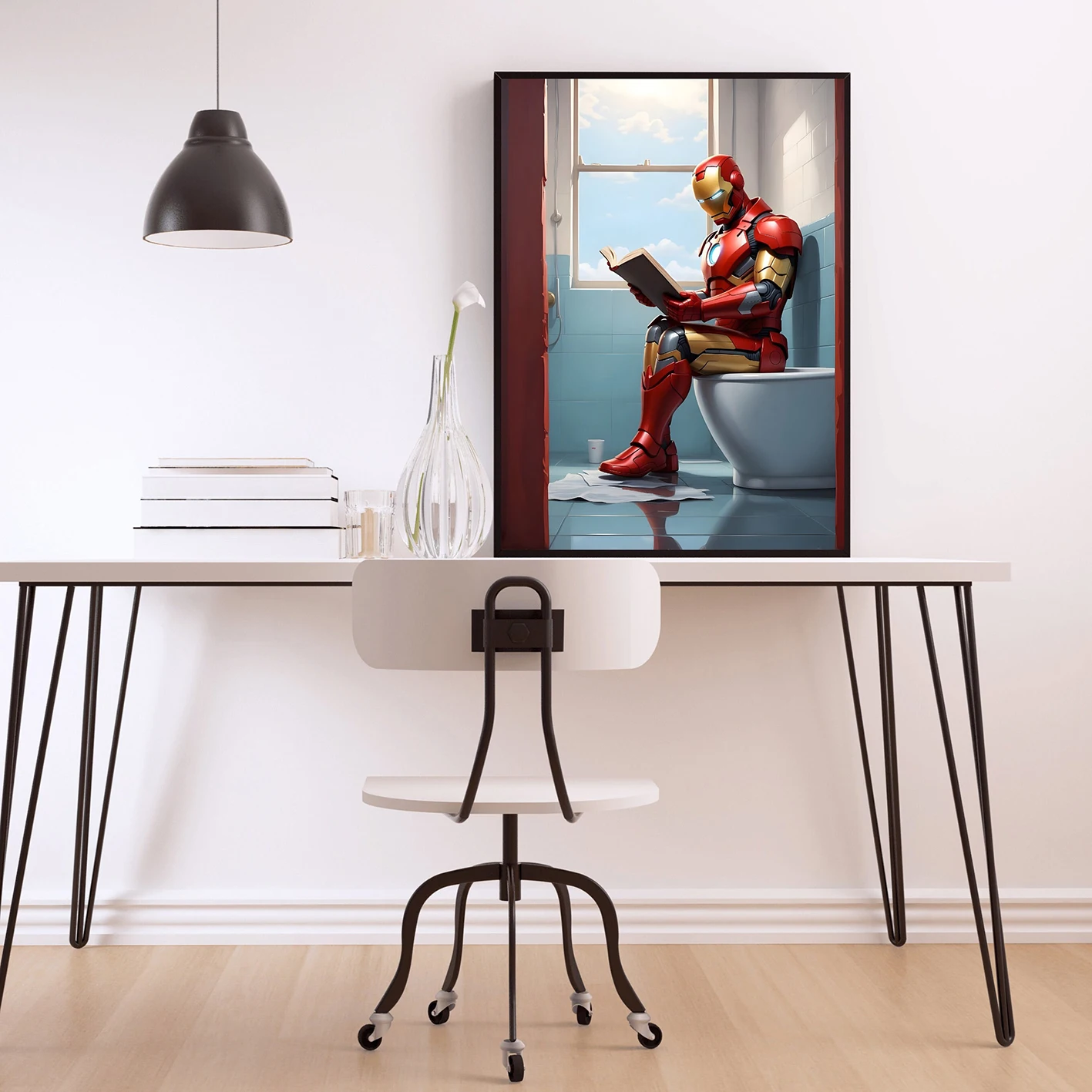 

Iron Man superhero canvas print, Disney superhero wall art, Iron Man wall poster, Iron Man bathroom toilet art print, home decor