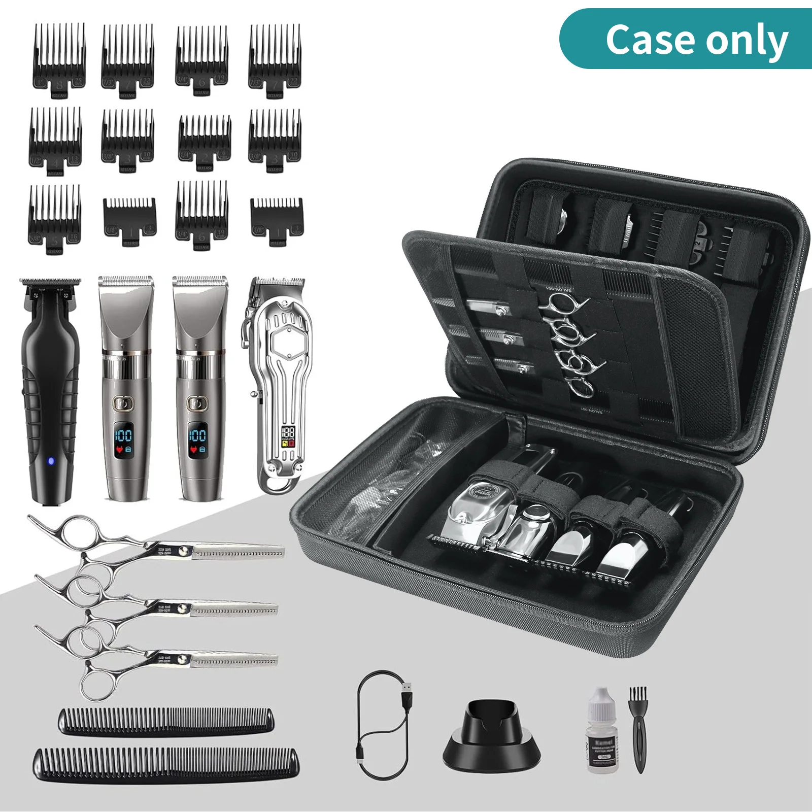 Barber Clipper Case – Hard EVA Travel Organizer Bag for Clippers, Trimmers, Scissors and Barber Supplies, Portable Storage Bag