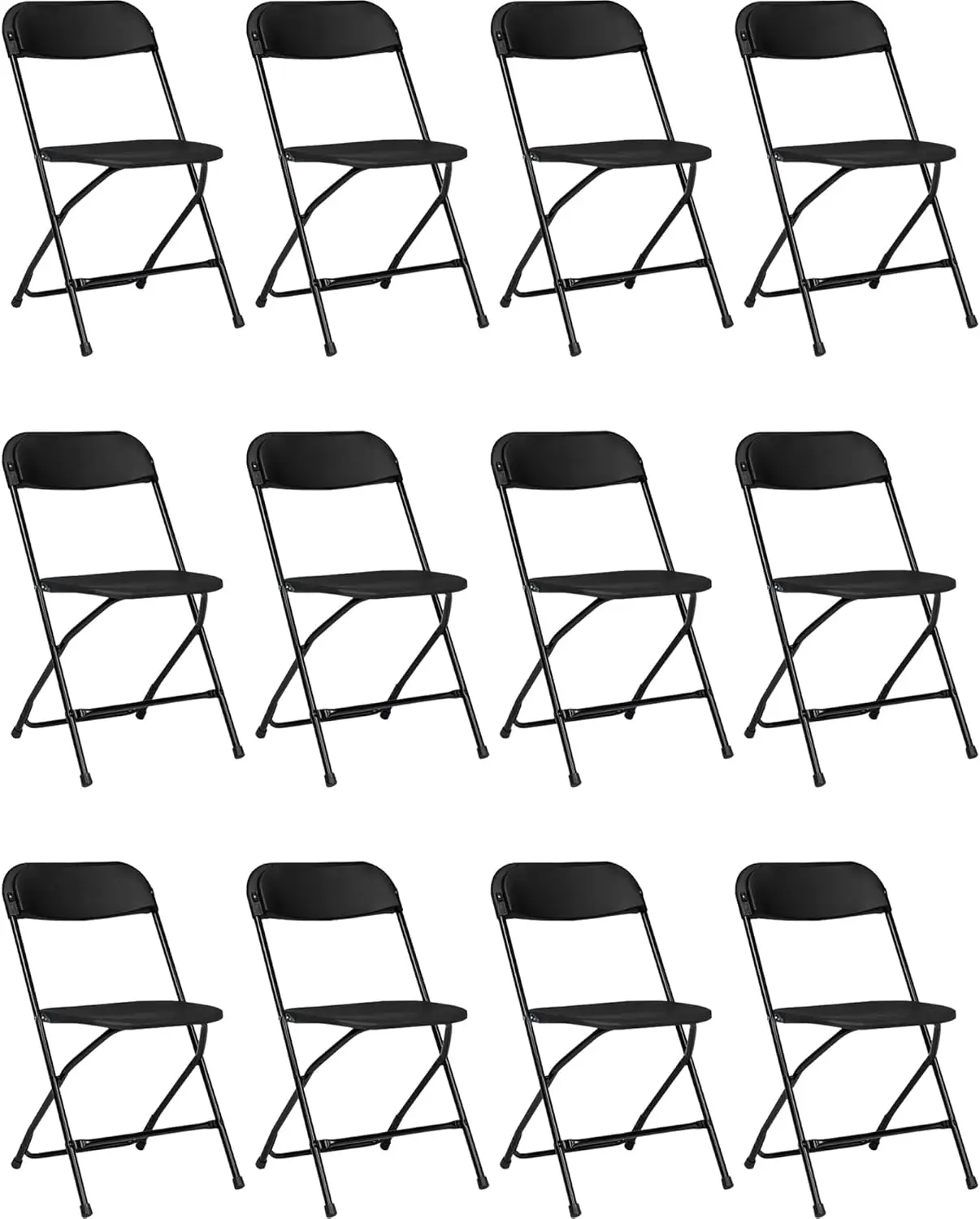 

12 Pa Bla Plastic Folding Chairs, Portable Stackable Commercial Party Folding Chairs With Steel Frame 350Lbs For Home Office