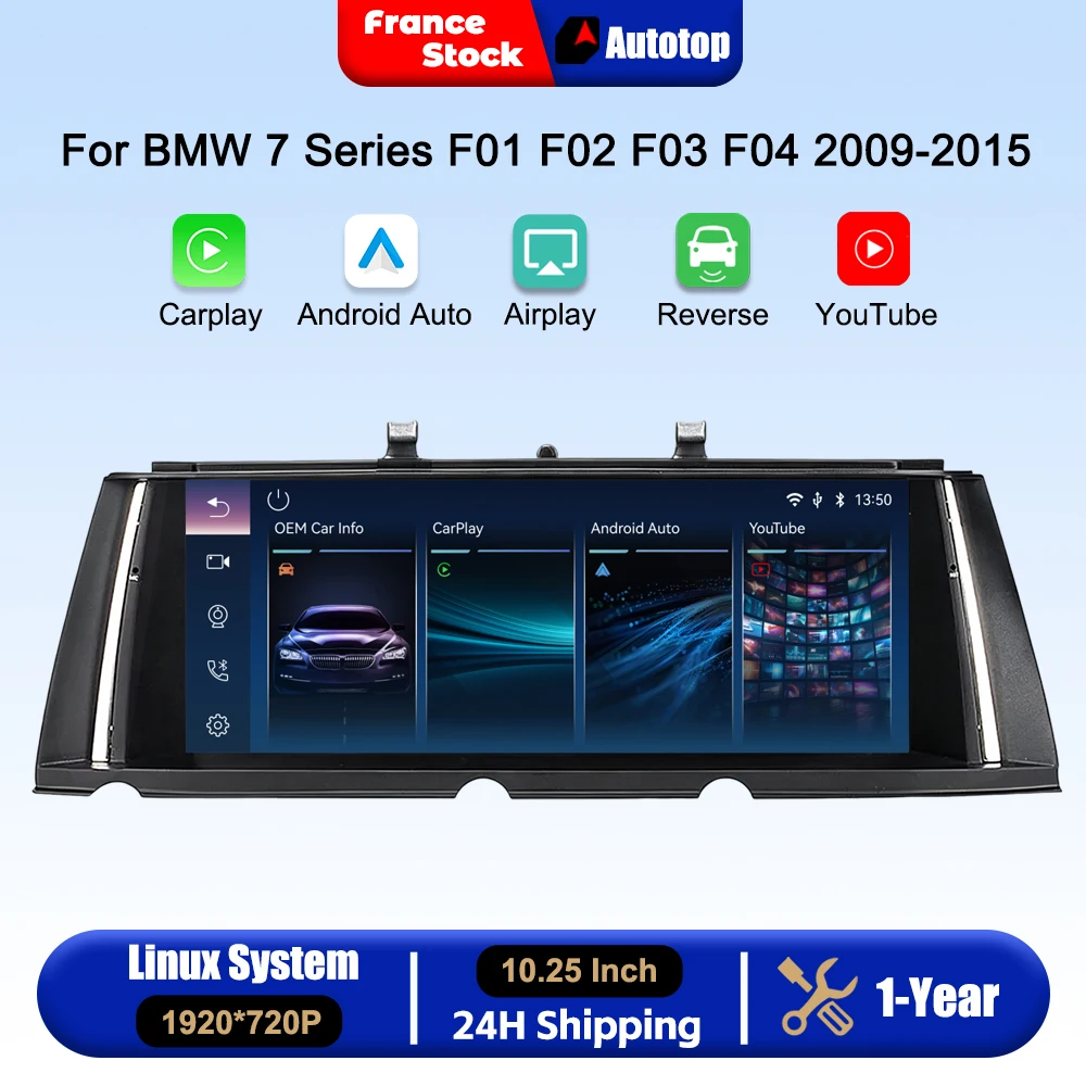 10.25 Inch Wireless Carplay Android Auto Car Radio For BMW 7 Series F01 F02 F03 F04 CIC NBT System 2009-2015 Multimedia Video Player Smart Touch Screen Car Intelligent Systems Airplay Autolink Mirror Link WiFi Bluetooth GPS Navigation