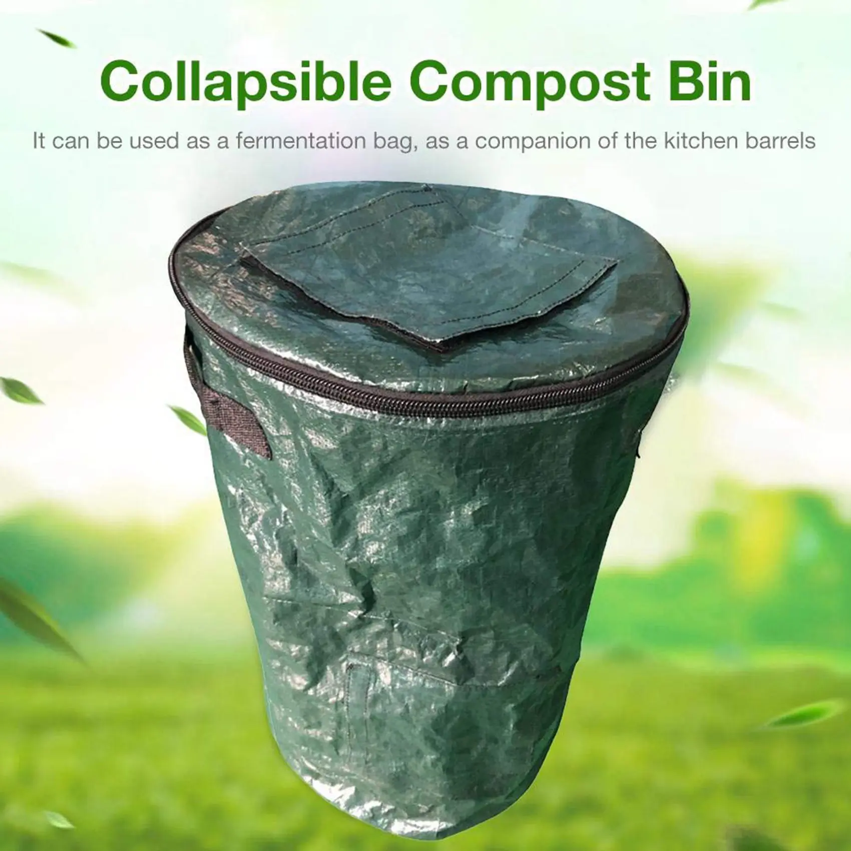 HLZS-2X Collapsible Compost Bin,Yard Waste Bag, Reusable Heavy Duty Garden Leaf Waste Bag Yard Compost Bin Composting Fruit