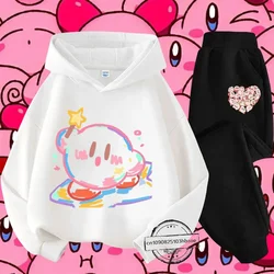 Kirby new girls kids hoodie set Autumn and Winter Long sleeve Harajuku fashion Nintendo cartoon anime printed sweatshirt casual