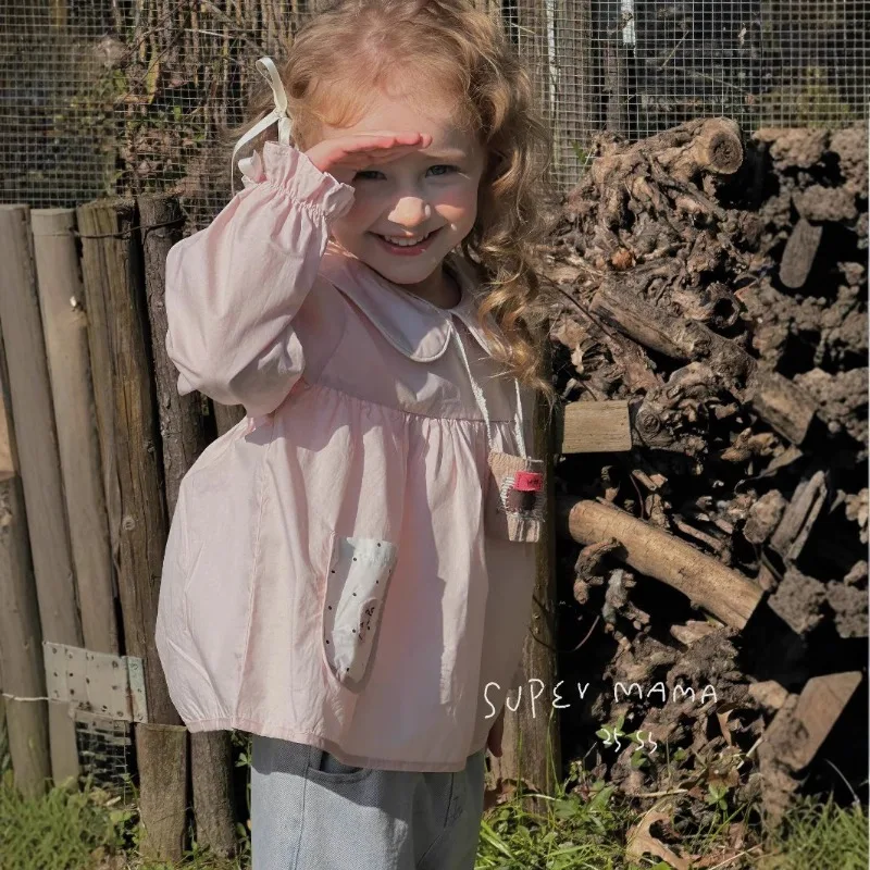 

Girls' Doll Shirt 2025 New Genuine Western-style Embroidery Craft Flower Baby Girl Shirt for Children