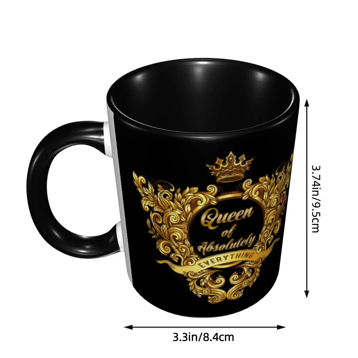 Personalized Queen Of Absolutely Everything Gold Baroque Mugs DIY Ceramic Tea Milk Coffee Cups