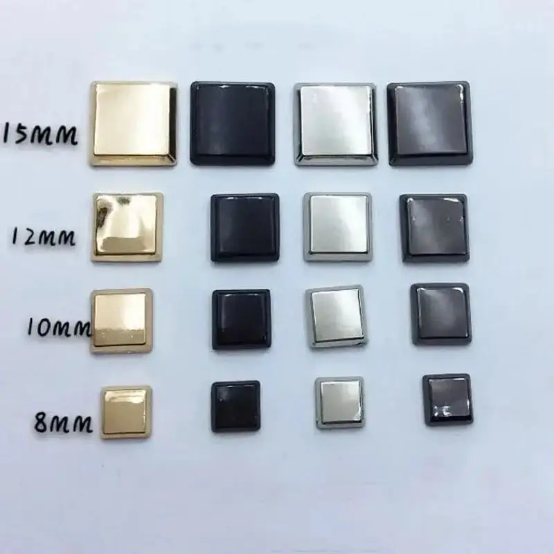 8-15mm Alloy Flat Square Mosaic Bracelet Rivet Cap Studs For Leather Craft Bag Shoe Wallet Punk Rock Trims Jewelry  Accessories