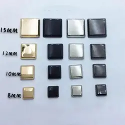 8-15mm Alloy Flat Square Mosaic Bracelet Rivet Cap Studs For Leather Craft Bag Shoe Wallet Punk Rock Trims Jewelry Accessories