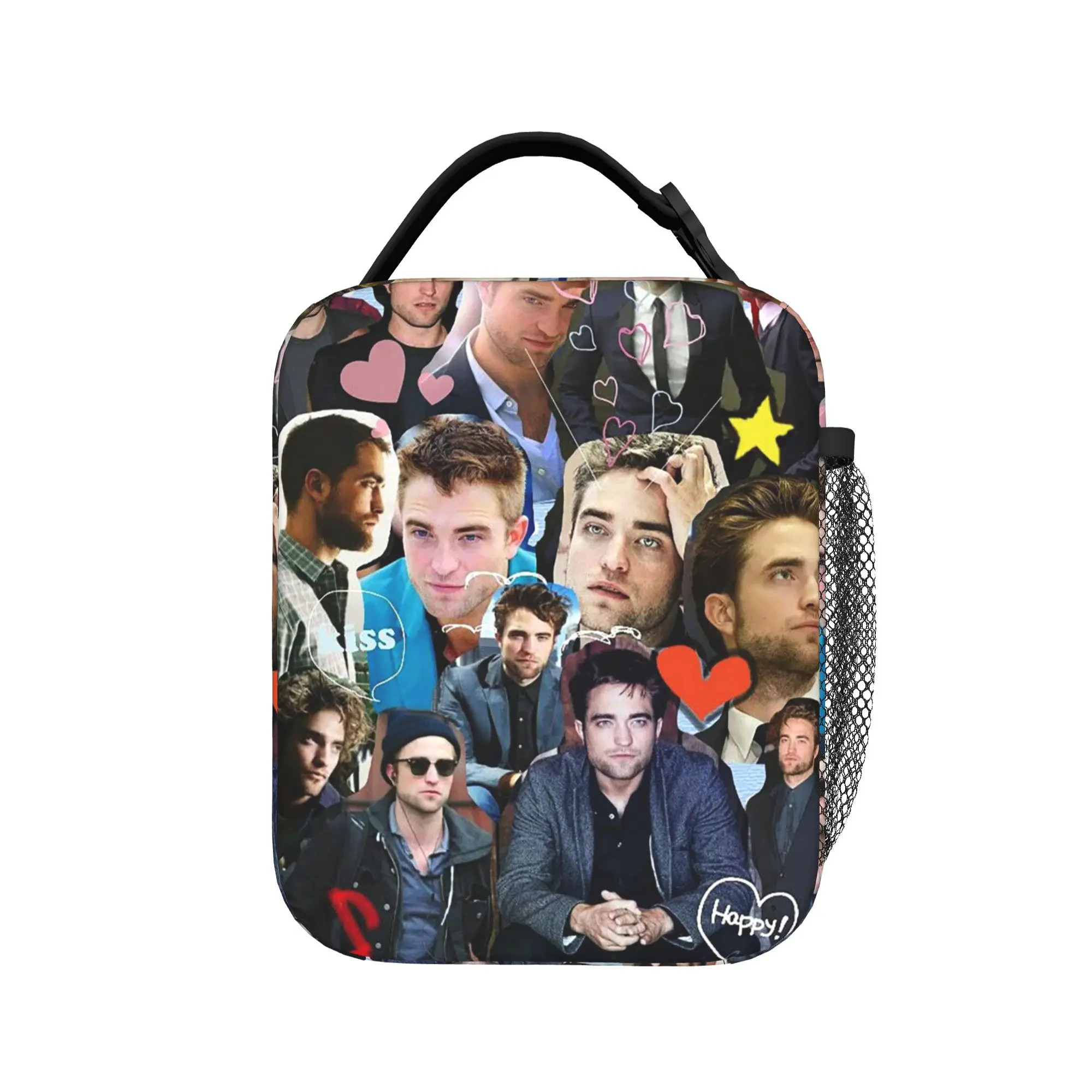 Robert Pattinson Collage Insulated Lunch Bag Cooler Bag Reusable,Lunch Container The Twilight Saga Tote Lunch Box Food Bag