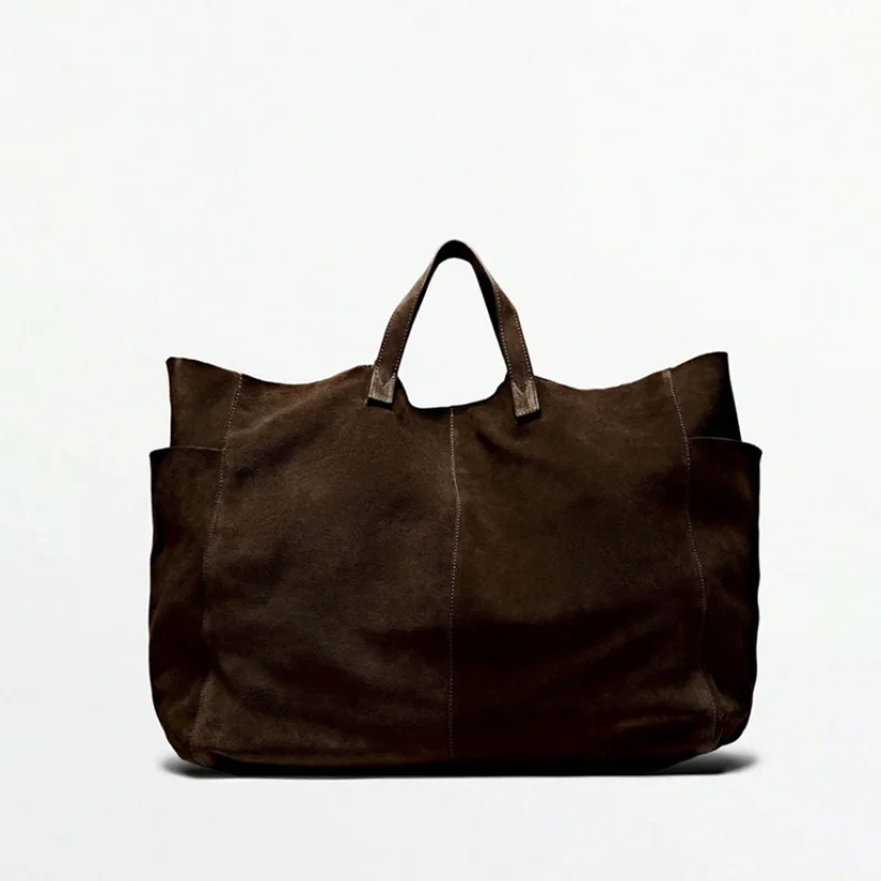 Premium Genuine Leather Tote Bag Women's Vintage Luxury Large Capacity Shoulder Bag Top Handle Soft Handbag For Commute Shopping